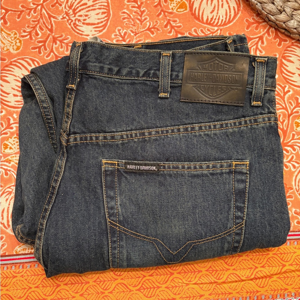 Harley-Davidson Men's Dark Blue Relaxed Jeans 38 x 30